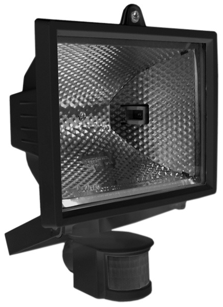 Прожектор e.halogen.move.150.black 150Вт, чорний з датчиком руху