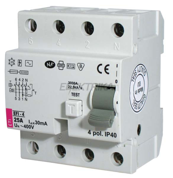 Реле диференціальне (ПЗВ) EFI-4 40/0,5 AC (10кA)