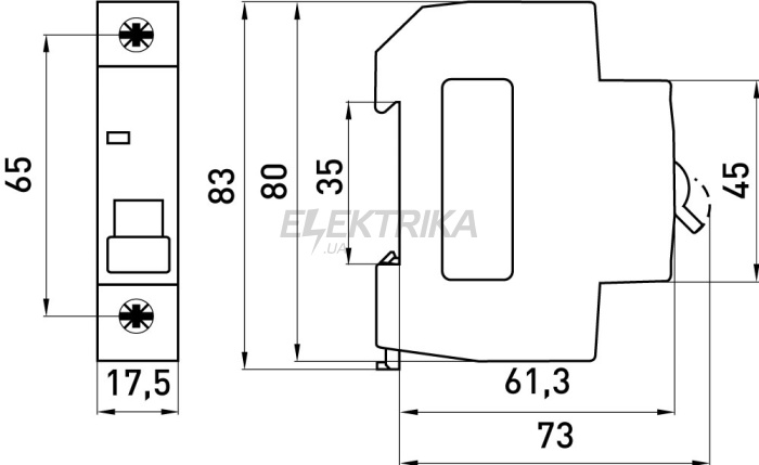 Модульний автоматичний вимикач e.mcb.stand.45.1.C13, 1р, 13А, C, 4,5 кА (s002057)
