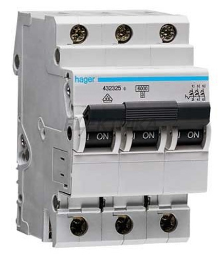 Автоматичний вимикач In=20 А, 3п, 6 kA, 3м