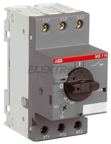 Автомат захисту двигуна ABB MS116 -1 (0,63А-1A) (1SAM250000R1005)