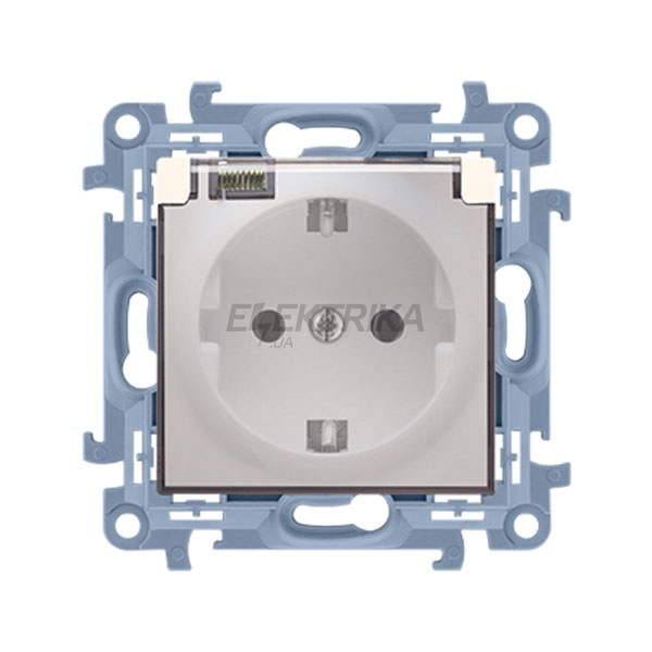 Розетка SIMON10 із заземленням та захисною кришкою IP44, кремовий