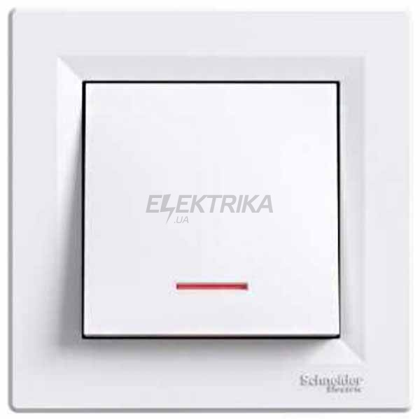 Вимикач кнопковий одноклавішний Schneider Electric Asfora з підсвічуванням білий (EPH1600121)