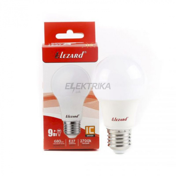 Світлодіодна лампа LED Lezard GLOB A60 9W 2700K E27 220V (427-A60-2709)