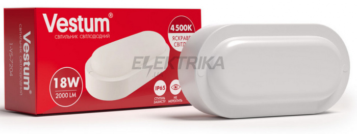 Світильник світлодіодний ЖКГ Vestum LED 18W овал 4500K 220V (1-VS-7204)