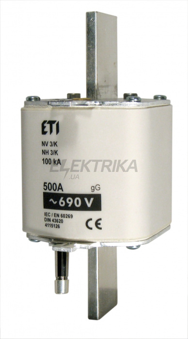 Плавка вставка запобіжник ETI NH3/K gG 400A/690V 004115123