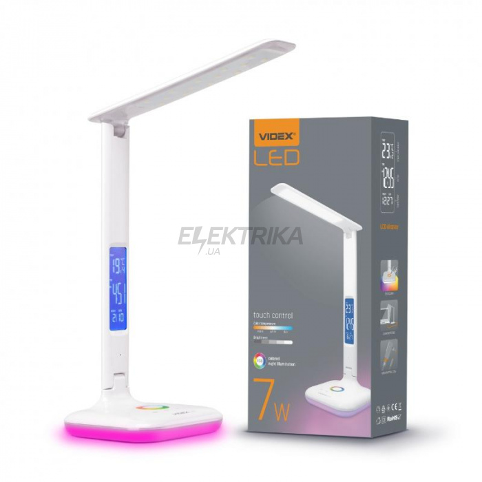LED настільна лампа VIDEX TF05W-RGB 7W 3000-5500K біла (VL-TF05W-RGB)