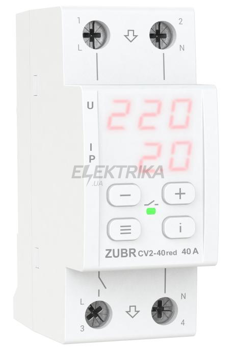 Реле напруги з контролем струму ZUBR CV2-40 red