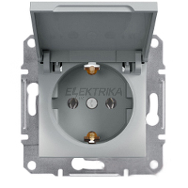 Розетка Schneider Electric Asfora із заземленням, кришка алюмінію (EPH3100161)