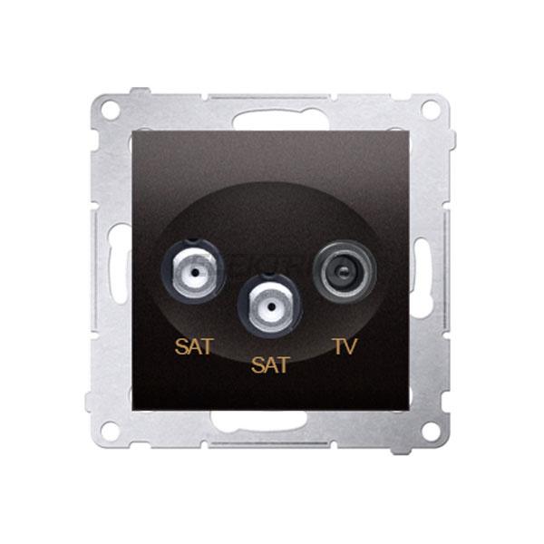 Розетка SAT-SAT-RTV кінцева подвійна Simon 54, антрацит