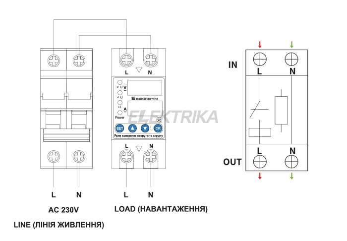 Реле контролю напруги та струму RKV 2P 63А (A0010230002)
