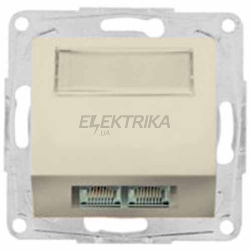 Корпус розетки для 2xRJ12/RJ45 типу keystone, слонова кістка