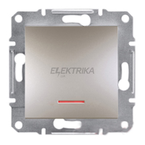 Перемикач прохідний одноклавішний Schneider Electric Asfora самозатискач з підсвічуванням бронза (EPH1500169)