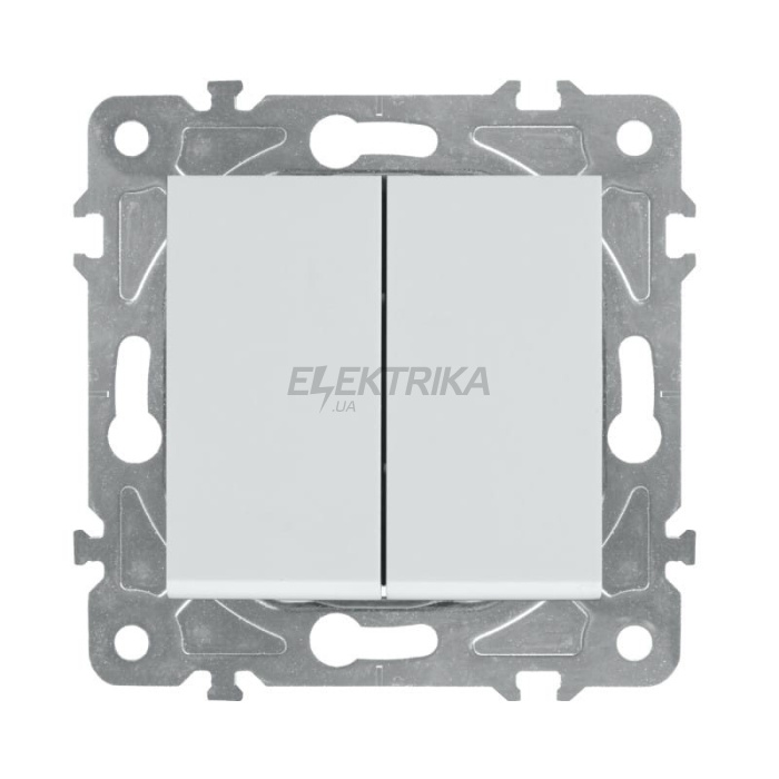 Вимикач сходовий, подвійний, білий глянець QUAD (QAD1009W)