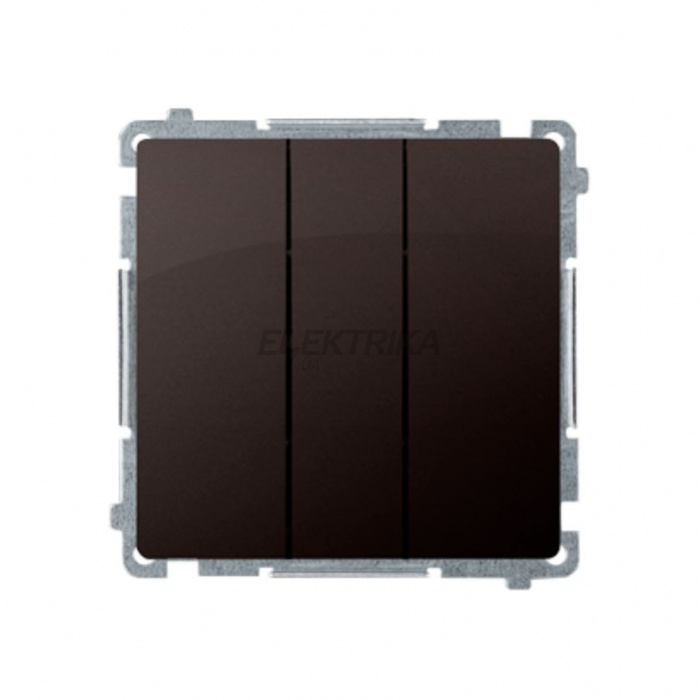 Вимикач Simon BASIC потрійний з підсвічуванням, шоколад (BMW31L.01/47)