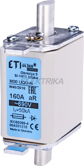 Плавка вставка запобіжник ETI M00UQU-N/10A/690V 004331202