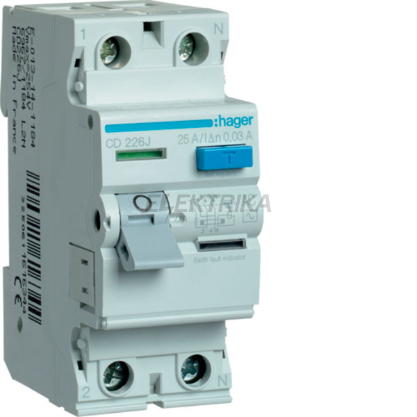 Пристрій захисного відключення 2P 25A 30mA AC