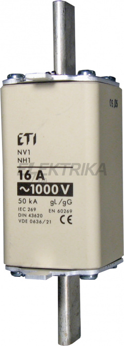 Плавка вставка запобіжник ETI NH1 gG 35A/1000V 004113708