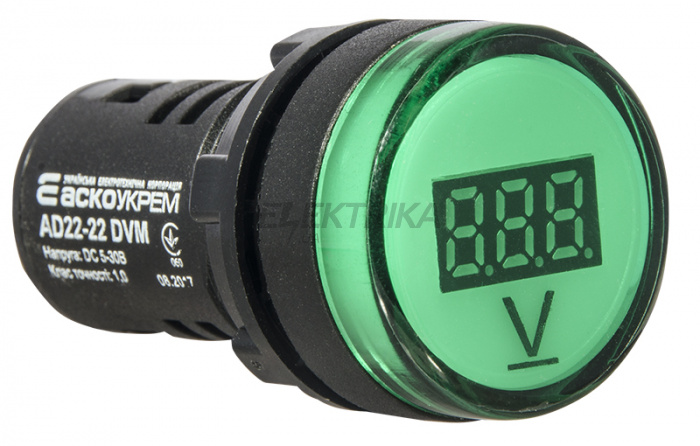 Вольтметр цифровий АСКО-УКРЕМ AD22-22 DVM DC 5-30В зелений (A0190010014)
