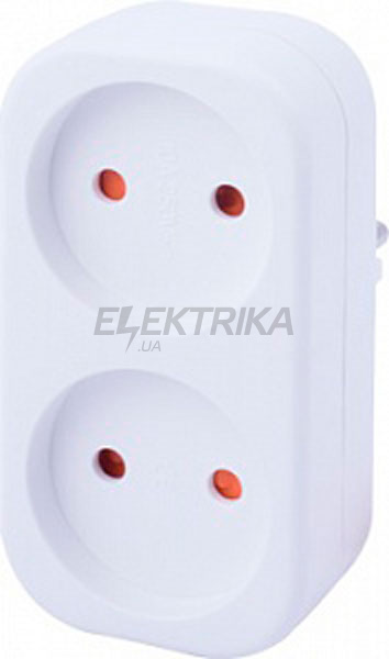 Колодка e.socket.002.10.2 побутове, 2 гнізда, 2P, 10О, без заземлення