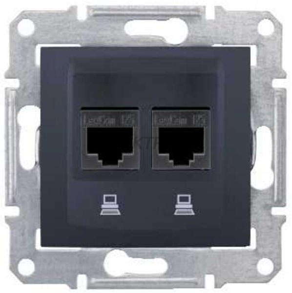 Розетка комп'ютерна подвійна RJ45 кат.6 UTP Schneider Electric Sedna графіт (SDN4800170)