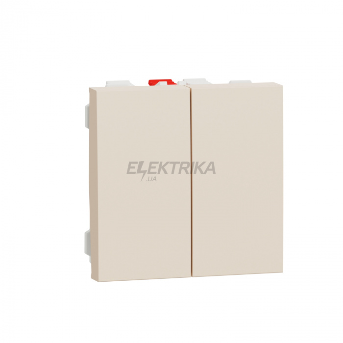 Вимикач Schneider Electric Перемикач 2-клавішний, 10А, 2 модулі, бежевий Unica New Studio NU321344