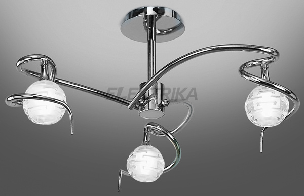 Люстра стельова 0088 3x40Вт прозорий/матовий хром