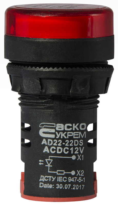Сигнальна арматура АСКО-УКРЕМ AD22-22DS 12V АC/DC червоний (A0140030163)