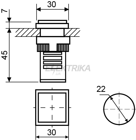 Сигнальна арматура АСКО-УКРЕМ AD22-22F 220V АC зелений (A0140030156)