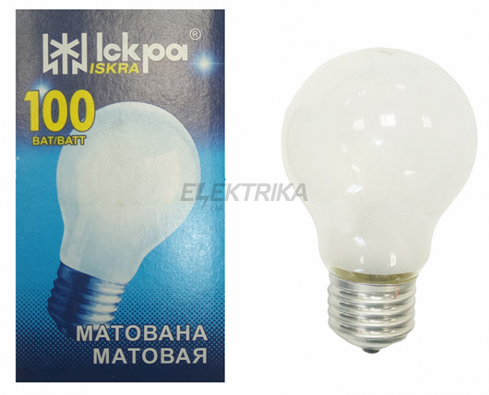 Лампа ЛЗП Іскра А55 230В 100Вт Е27 мат