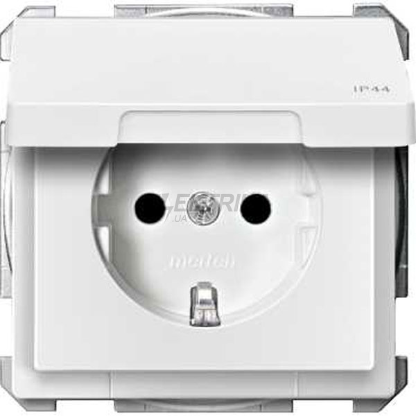 Механізм розетки SCHUKO з кришкою, IP44, полярно-білий
