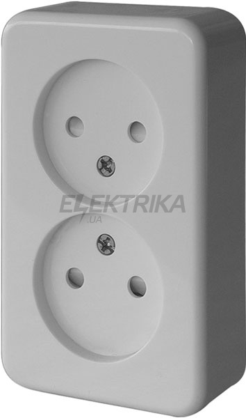 Розетка подвійна e.touch.1222.w.blister без з/к, для зовнішнього монтажу, біла, в блістерній упаковці.