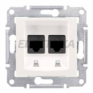 Комп'ютерна розетка подвійна RJ45 кат.5е STP Schneider Electric Sedna слонова кістка (SDN4600123)