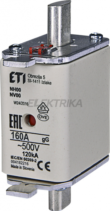 Плавка вставка запобіжник ETI NH00 gG 100A/690V 004182314