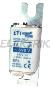 Плавка вставка запобіжник ETI S000UQU/80/16A/690V 004331005