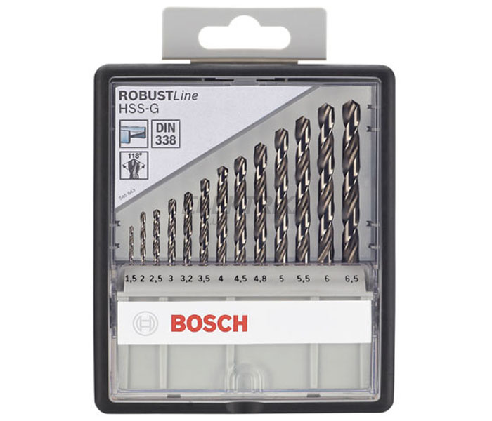 Набір із 13 свердл по металу Robust Line HSS-G, 135 1,5; 2; 2,5; 3; 3,2; 3,5; 4; 4,5; 4,8; 5; 5,5;