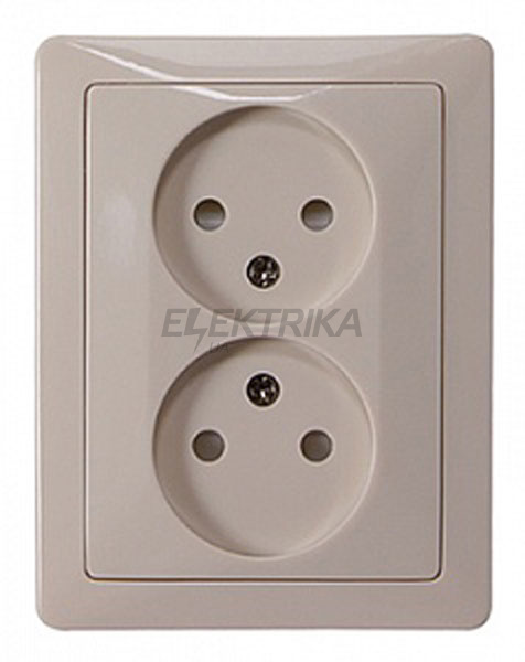 Комплект e.lux.1222L.2gz.ivory розетки подвійний без з/к, "слонова кістка"