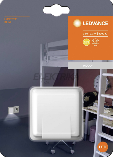 Нічник-розетка 0,3 Вт LEDVANCE Lunetta Slim Square LED білий