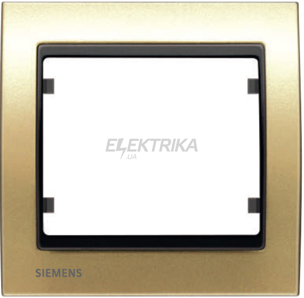 Рамка 1 пост Siemens Mega золото пласт. вставка чорний коссо (S22001 DG)