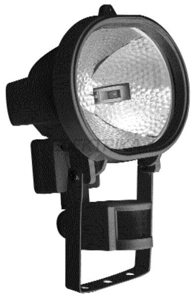 Прожектор під галогенну лампу e.halogen.move.round.150.black, овальний, 150 Вт, з датчиком руху, чорний