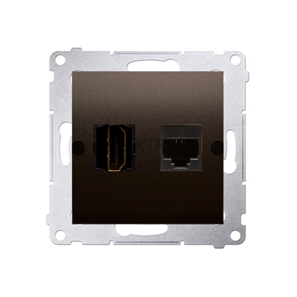 Розетка HDMI + комп'ютерна RJ45 кат.6 Simon 54, бронзовий матовий