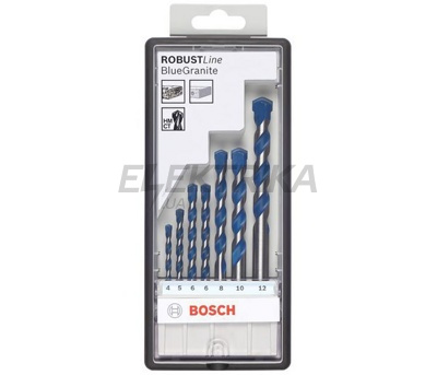 Набір із 7 свердел по бетону Robust Line Blue Granite 4; 5; 6; 6; 8; 10; 12 мм