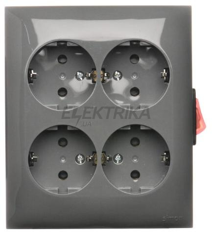 Розетка четверна AQUACLICK IP20 з вимикачем, сірий (ACGSZN4W1/16)