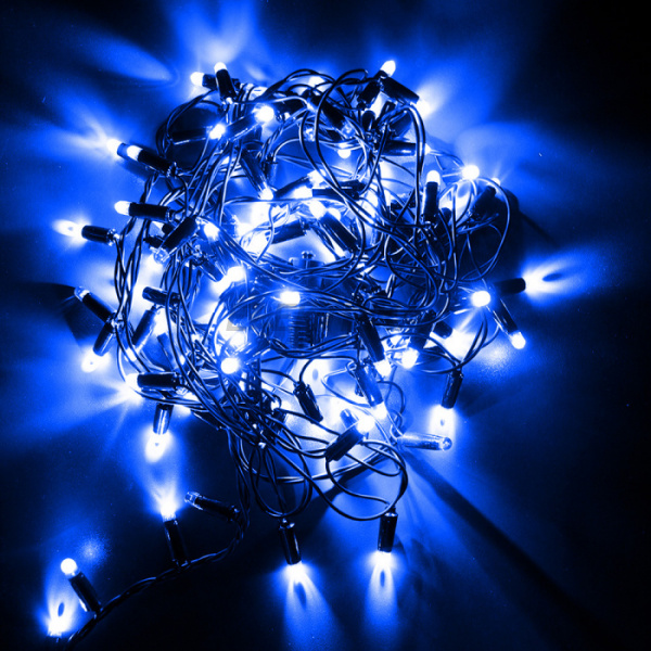 Гірлянда вулична STARLIGHT лінійна синій 100LED IP44 чорний 5м (000057276)