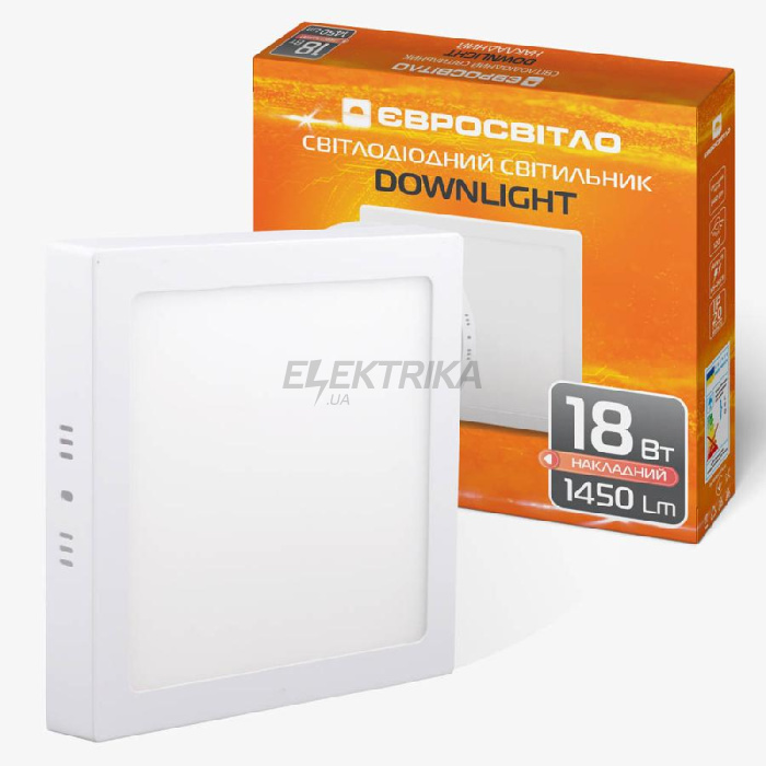 Світильник точковий накладний Євросвітло 18Вт квадрат LED-SS-225-18 6400К