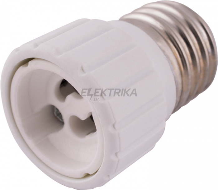 Перехідник E.NEXT e.lamp adapter.Е27/GU10.white, з патрона Е27 на GU10, пластиковий (s9100041)