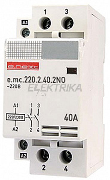 Контактор модульний E.NEXT e.mc.220.2.40.2NO, 2р, 40А, 2NO, 220В (p005003)