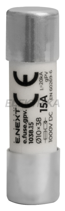 Запобіжник плавкий e.fuse.gpv.1038.15, 10x38, gPV, 15A, 1000VDC, 20kA (i0610107)