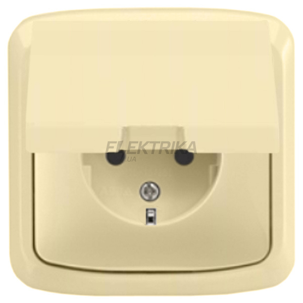 Розетка із заземленням та кришкою, слонова кістка, IP44, Tango, Elektro-Praga