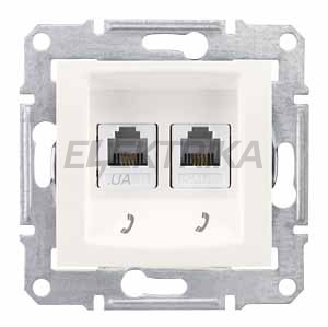 Розетка телефонна подвійна RJ11 Schneider Electric Sedna слонова кістка (SDN4201123)